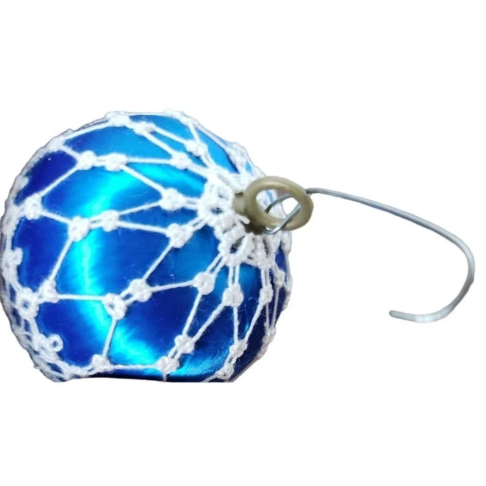 Vintage Blue Cloth Round Lace Christmas Holiday Ornament